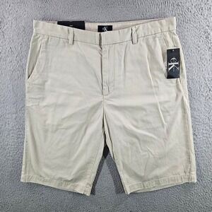 Calvin Klein Mens Chino Shorts 34W Light Stone Beige Cotton Twill NWT NEW